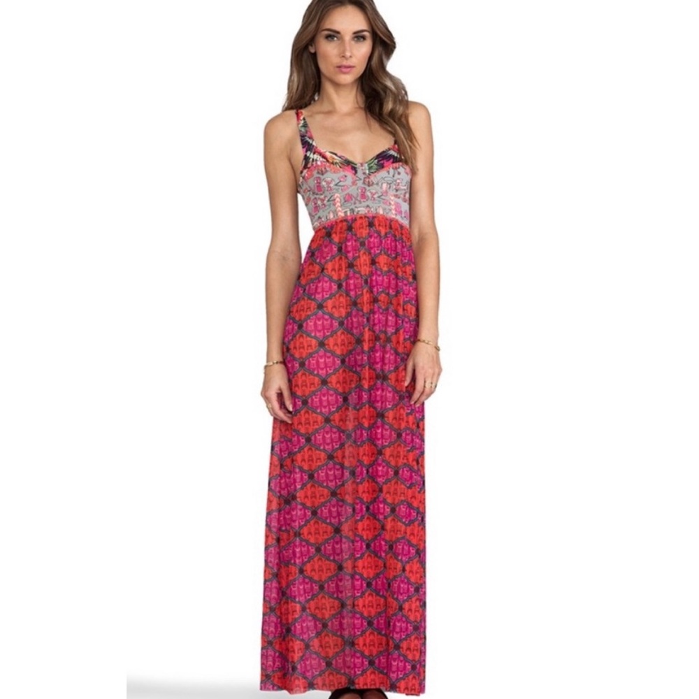 Maaji Pink and Gray Maxi Dress